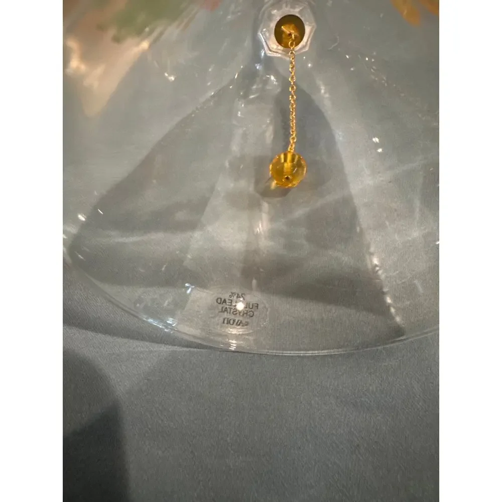 Vintage Avon November Birthday Bell 24% Lead Crystal Topaz Chrysanthemum